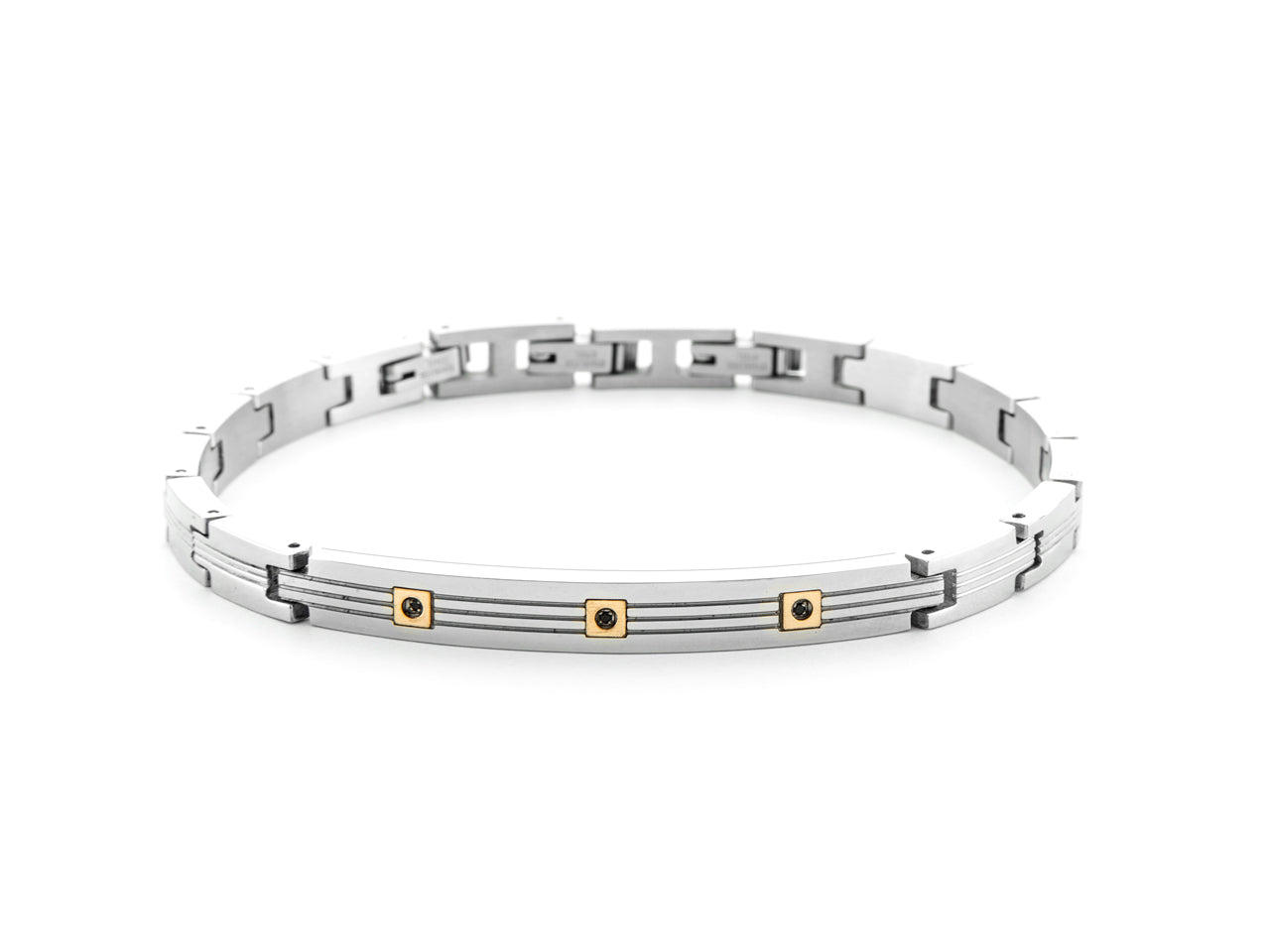 BR ACCIAIO,SPIN NERI E ORO 18K