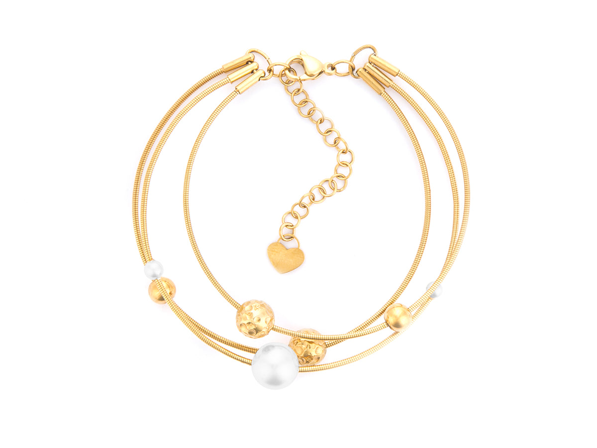 BRACC ACC PVD ORO PERLE BIANC