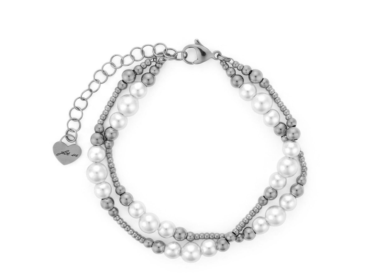 BRACC ACCIAIO PERLE BIANCHE