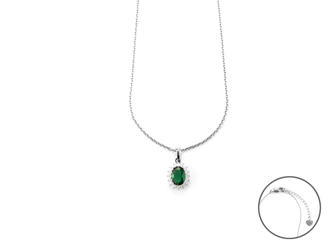 CL ARG PENDENTE OVALE VERDE
