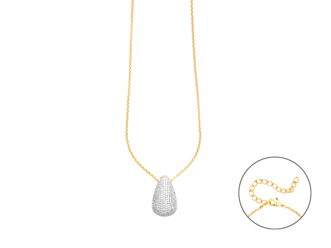 COLLANA OTTONE ORO ZIRC BIANC