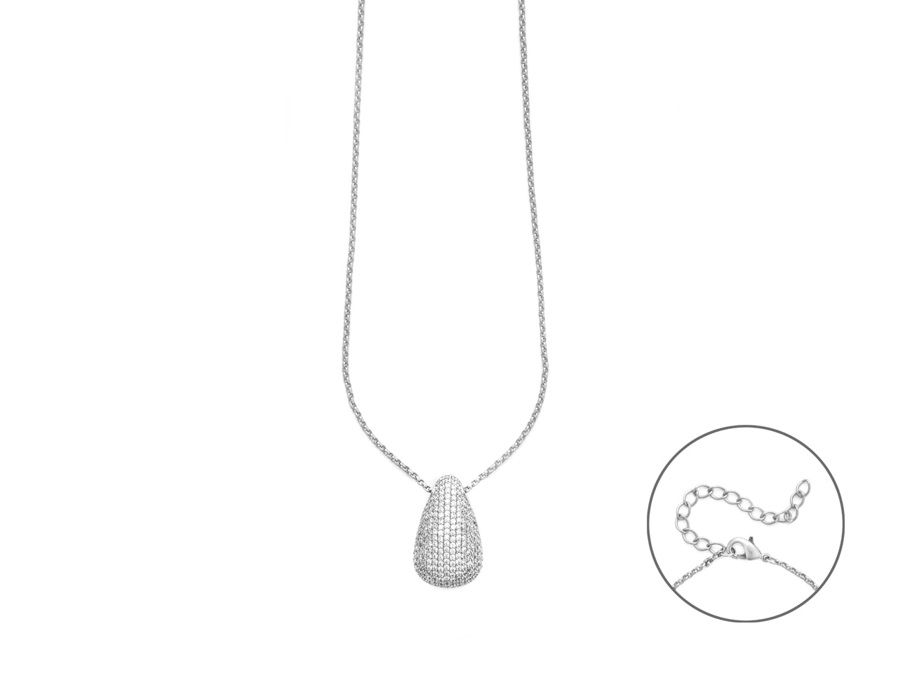 COLLANA OTTONE RODIO ZIRC BIAN