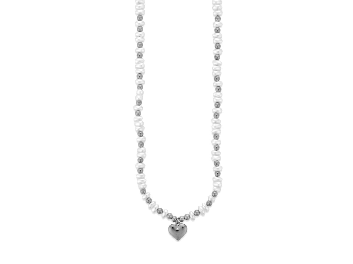 COLLANA ACCIAIO PERLE BIANCHE