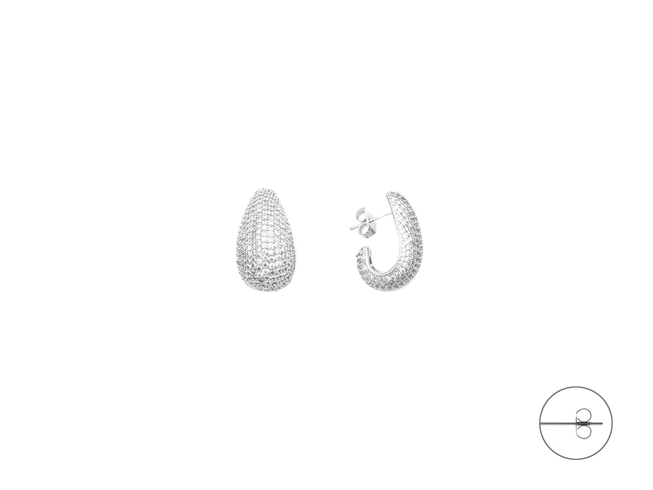 ORECCH OTTONE RODIO ZIRC BIANC
