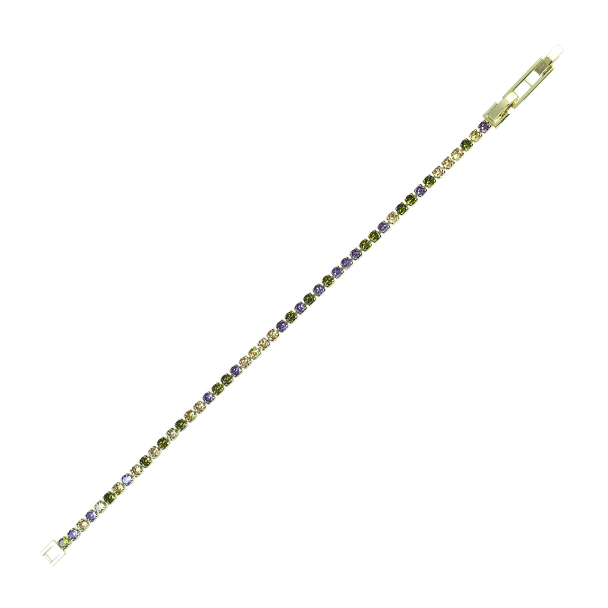 Bracciale Tennis in metallo anallergico con vera placcatura in oro e zirconi cubici Mix
