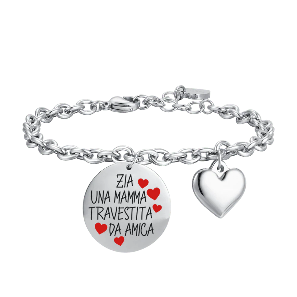 BRACCIALE DONNA IN ACCIAIO ZIA UNA MAMMA TRAVESTITA DA AMICA