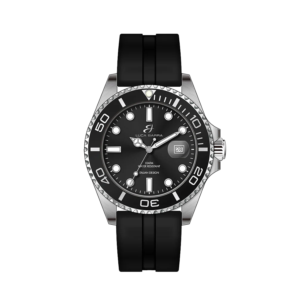 OROLOGIO UOMO CON CASSA IN ACCIAIO GHIERA NERA QUADRANTE NERO