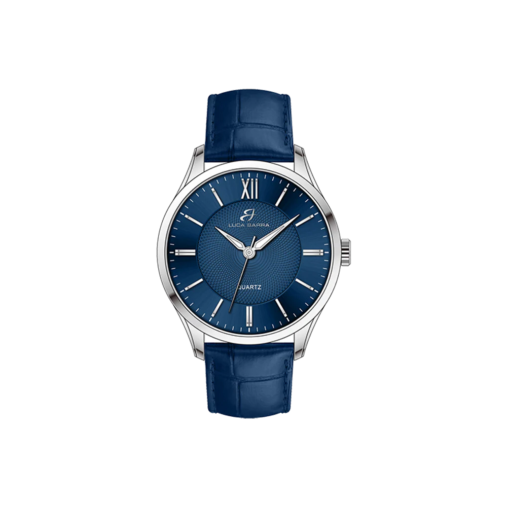 OROLOGIO UOMO IN ACCIAIO CINTURINO PELLE BLU