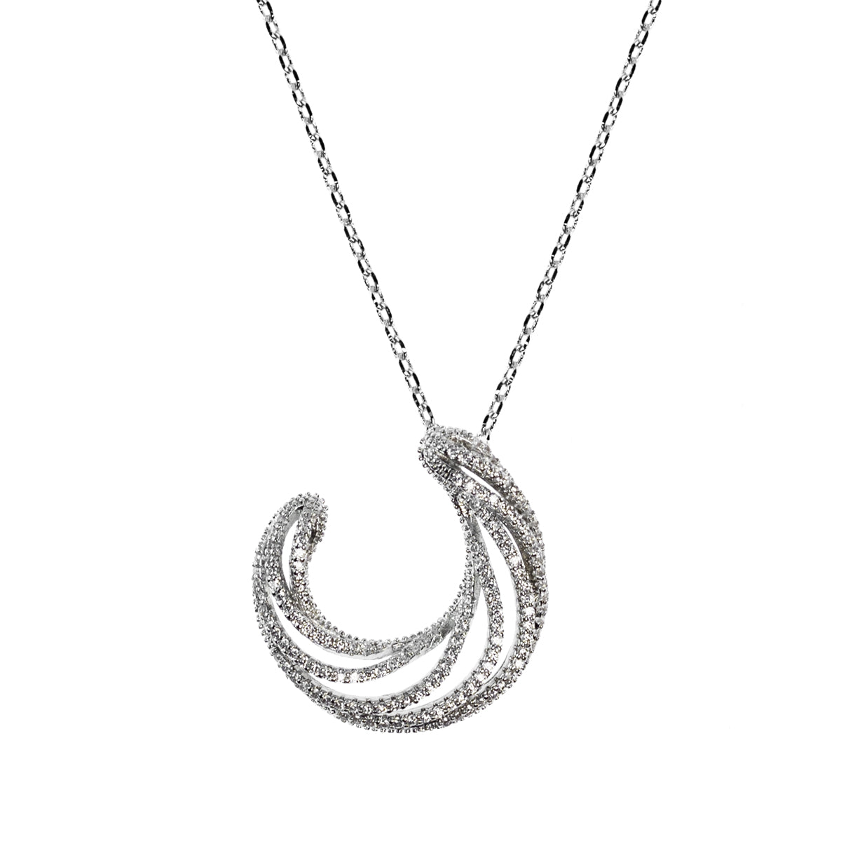 Collana in metallo anallergico con zirconi cubici e vera placcatura oro Bianco – CL5077B