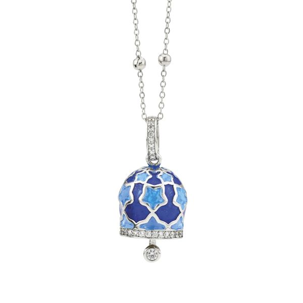 Collana campanella smaltate a mano e zirconi
