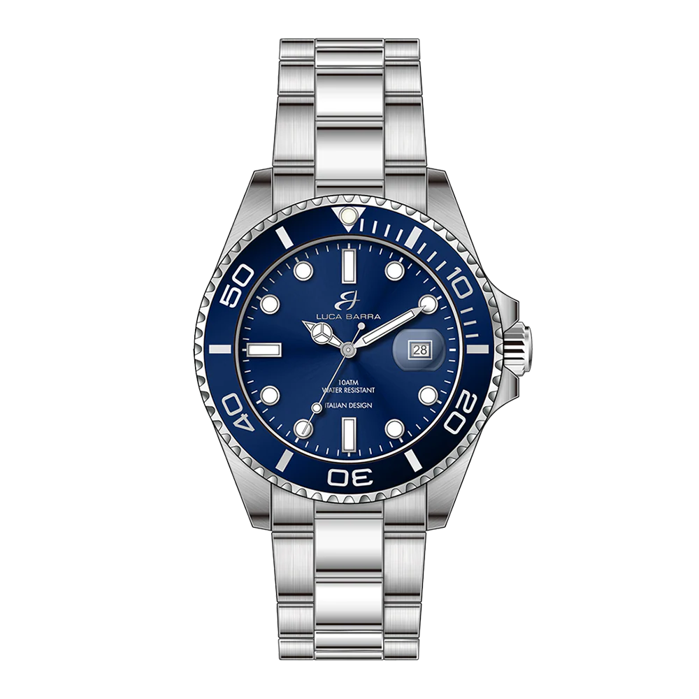 OROLOGIO UOMO CON CASSA IN ACCIAIO GHIERA BLU