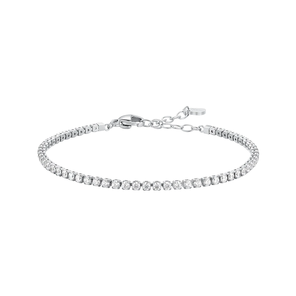BRACCIALE BAMBINA TENNIS IN ACCIAIO CON ZIRCONI BIANCHI