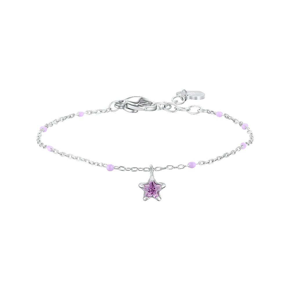 BRACCIALE BAMBINa IN ACCIAIO CON STELLA ZIRCONE VIOLA E PIETRE VIOLA