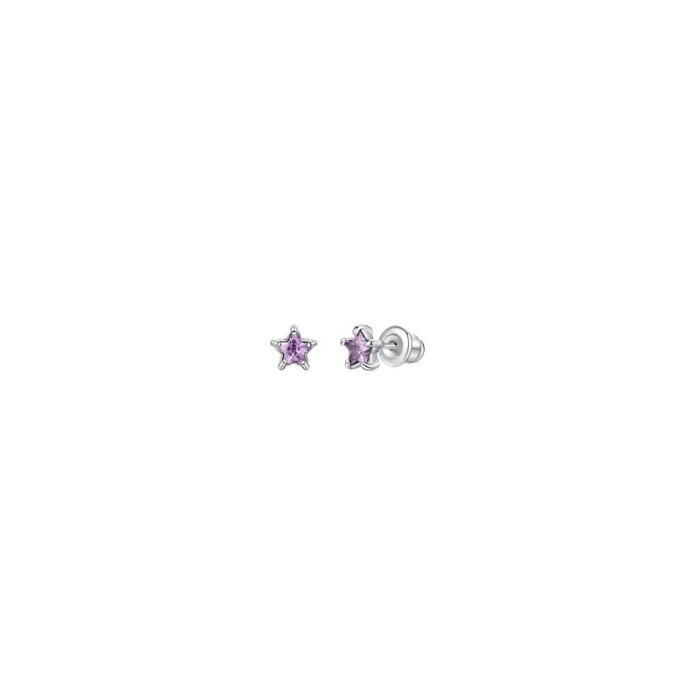 ORECCHINI BAMBINA IN ACCIAIO CON STELLA ZIRCONE VIOLA