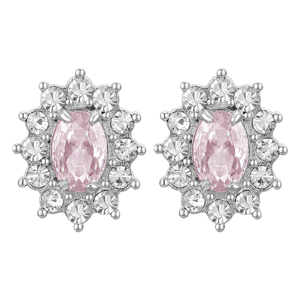 ORECCHINI DONNA IN ACCIAIO CRISTALLI E ZIRCONE ROSA