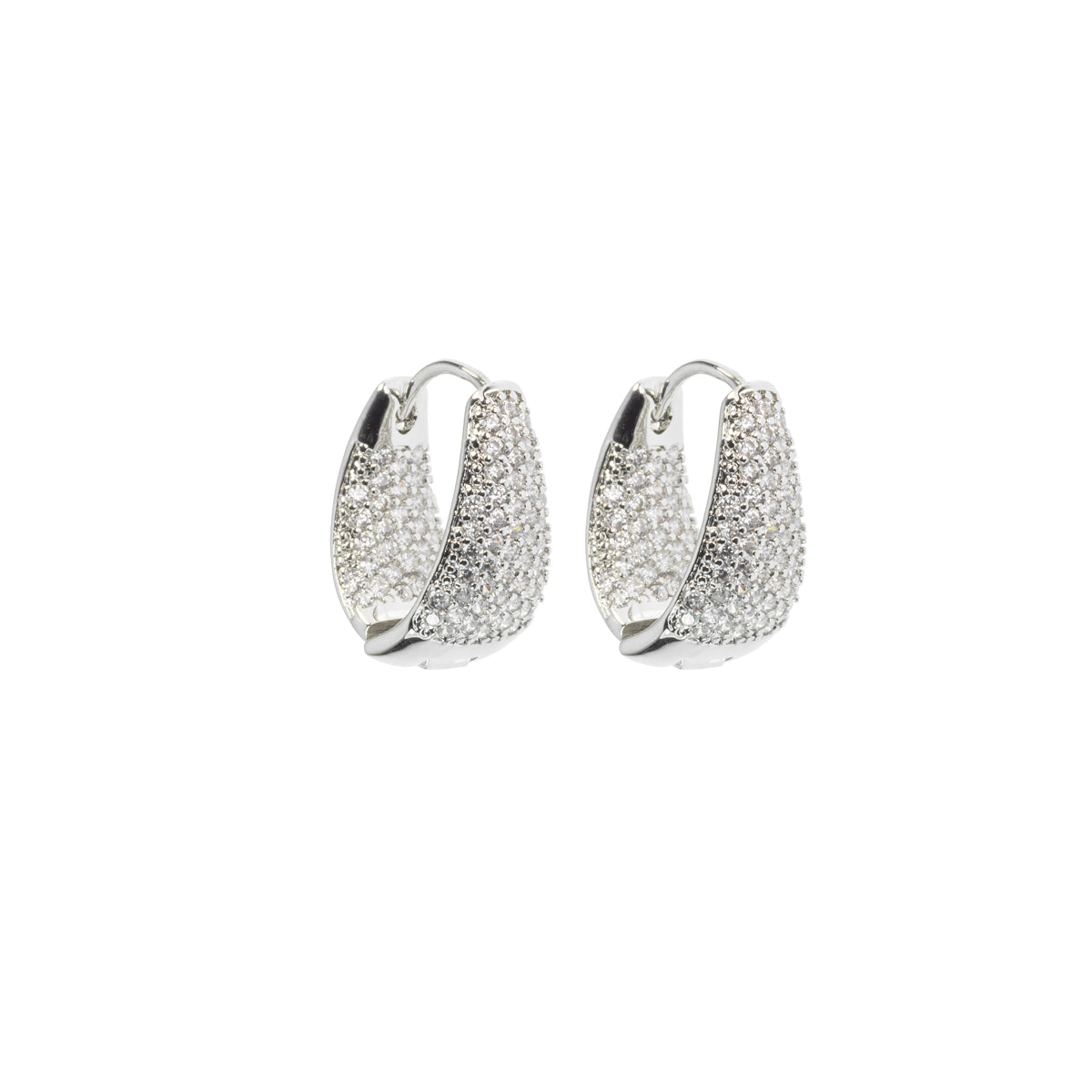 Orecchini in metallo anallergico con zirconi e vera placcatura oro Bianco