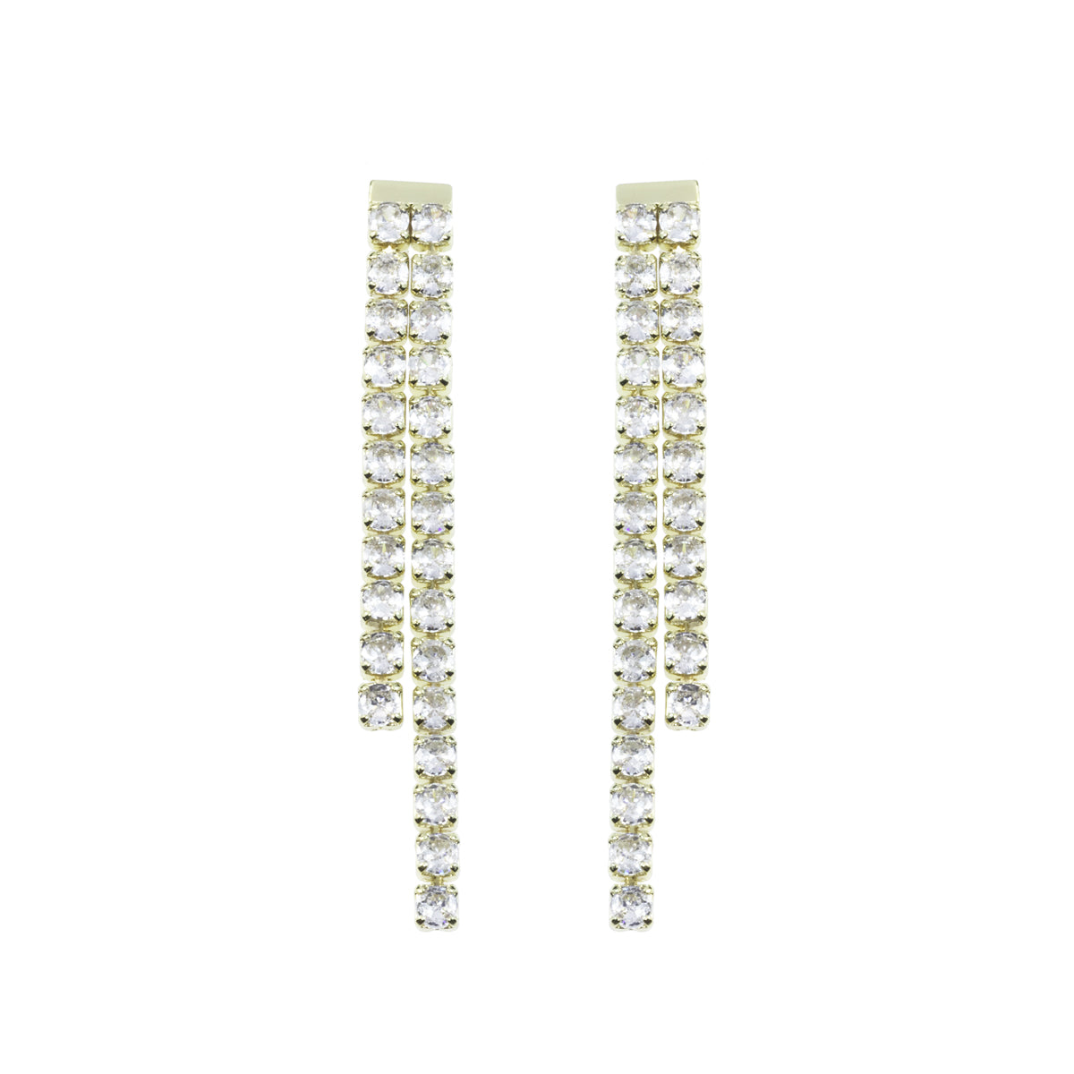 Orecchini Tennis in metallo anallergico con vera placcatura in oro e zirconi cubici Bianchi – OR5053G