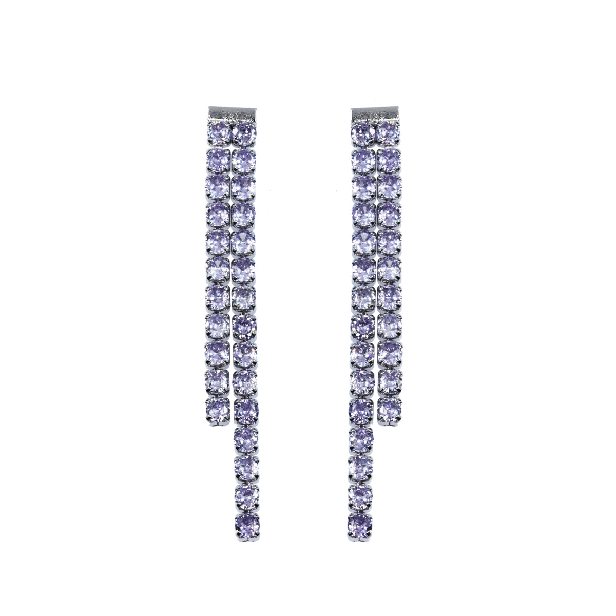 Orecchini Tennis in metallo anallergico con vera placcatura in oro e zirconi cubici Lilla