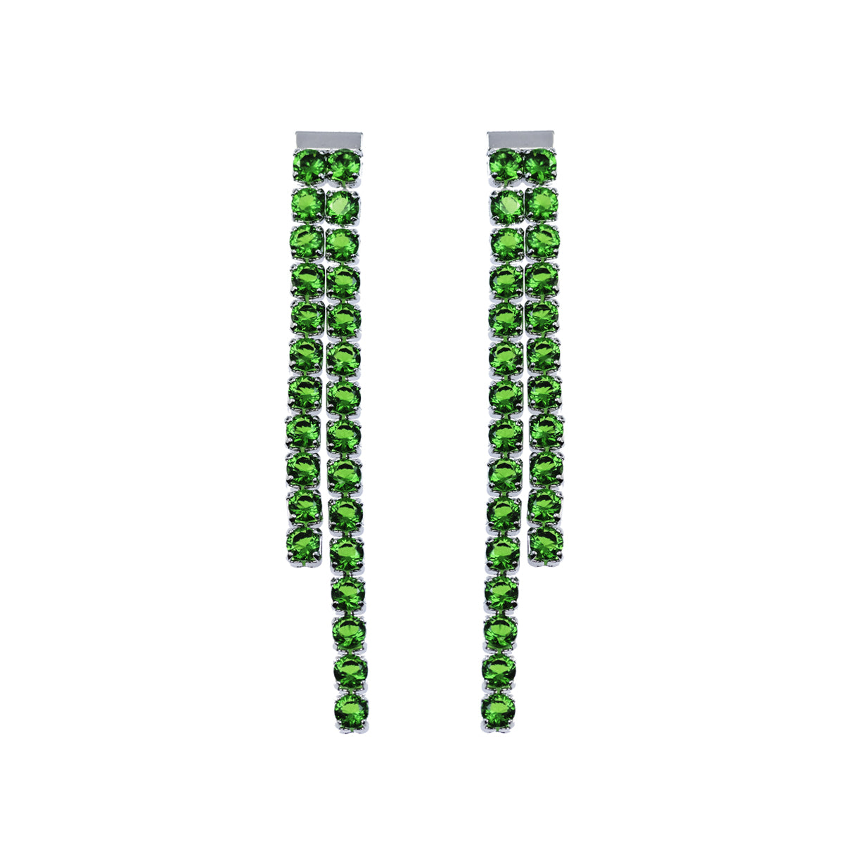 Orecchini Tennis in metallo anallergico con vera placcatura in oro e zirconi cubici Verdi – OR5053V