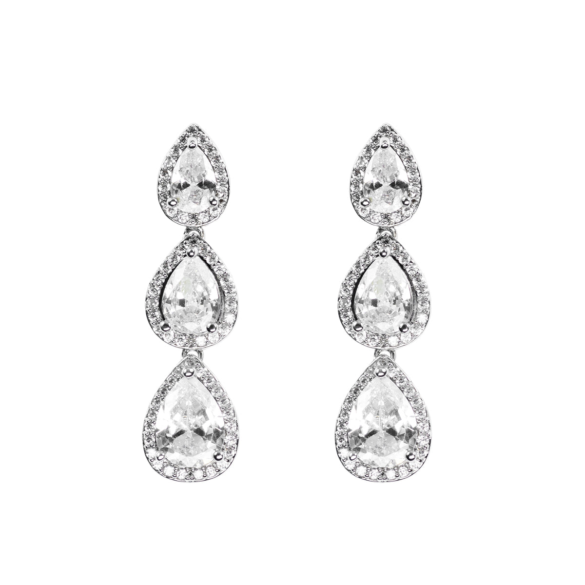 Orecchini in metallo anallergico con zirconi e vera placcatura oro Bianco – OR5064B