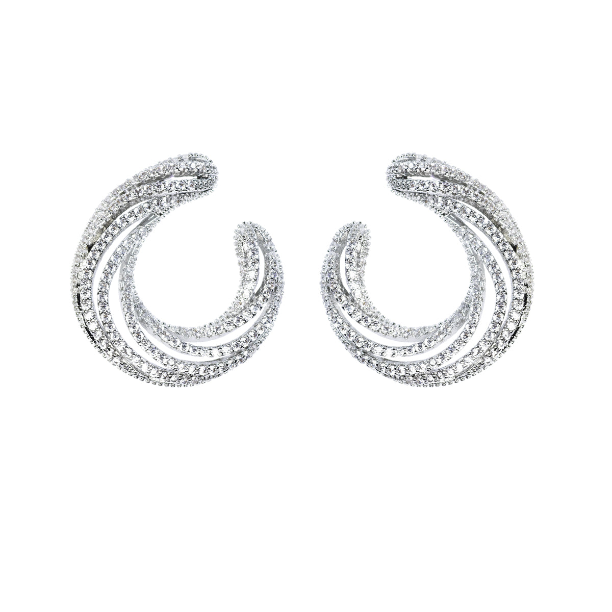 Orecchini in metallo anallergico con zirconi cubici e vera placcatura oro Bianco – OR5077B