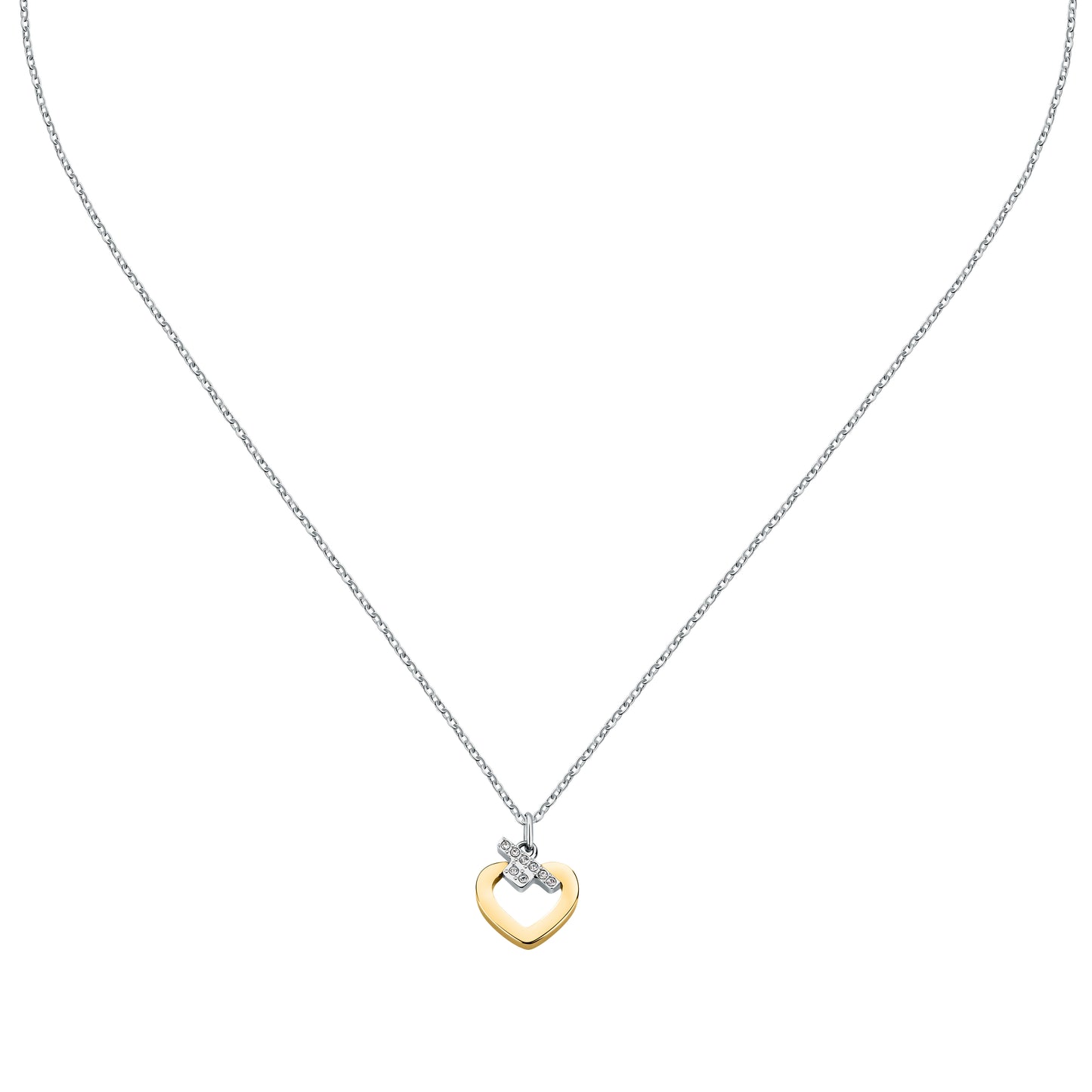 T-LOGO NECKL SS YG CRYSTAL WHITE 40+5CM