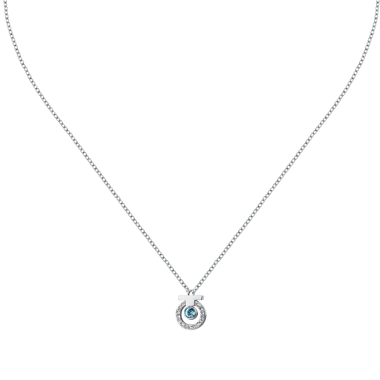 T-LOGO NECKL SS CRYSTAL BLU+WHITE 40+5CM