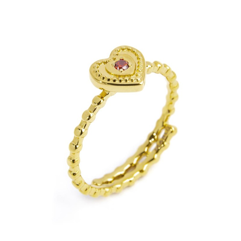 Anello cuore con zircone