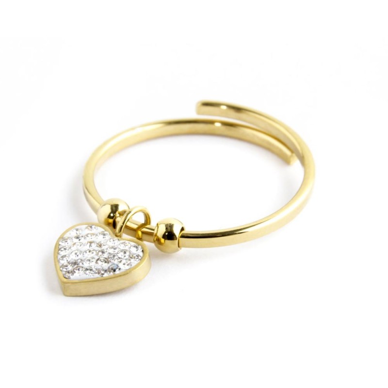 Anello cuore cristalli pendente