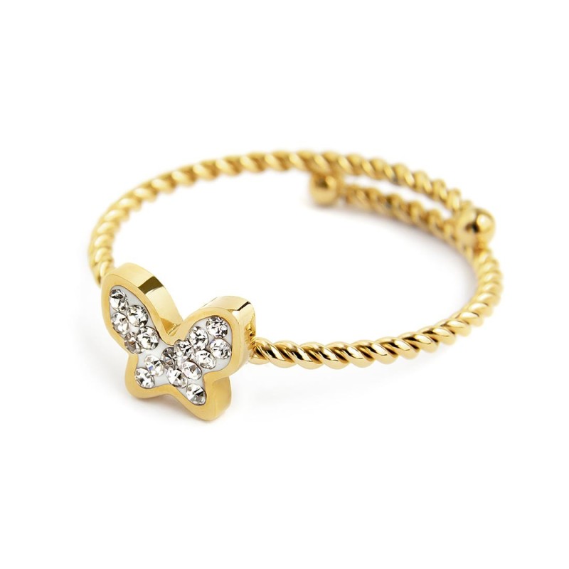 Anello farfalla con cristalli