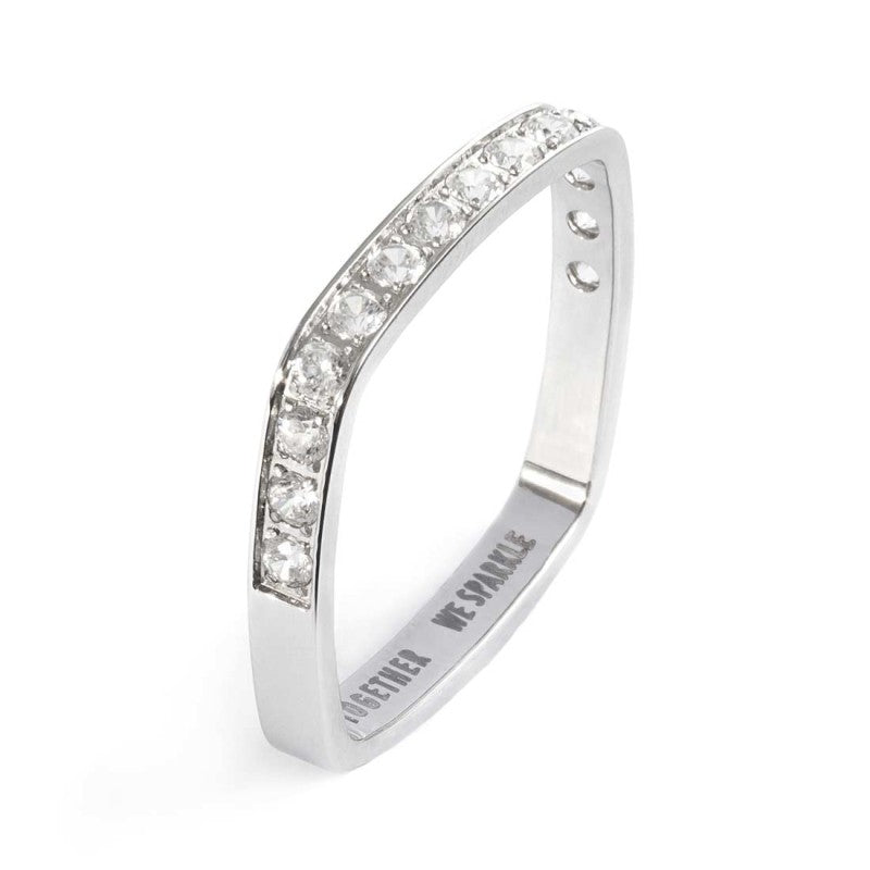 Anello squadrato con zirconi