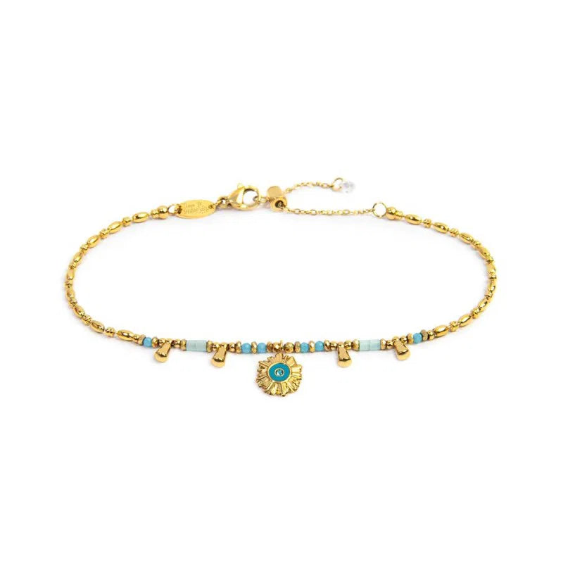 Bracciale catena chicco di riso con sole pendente
