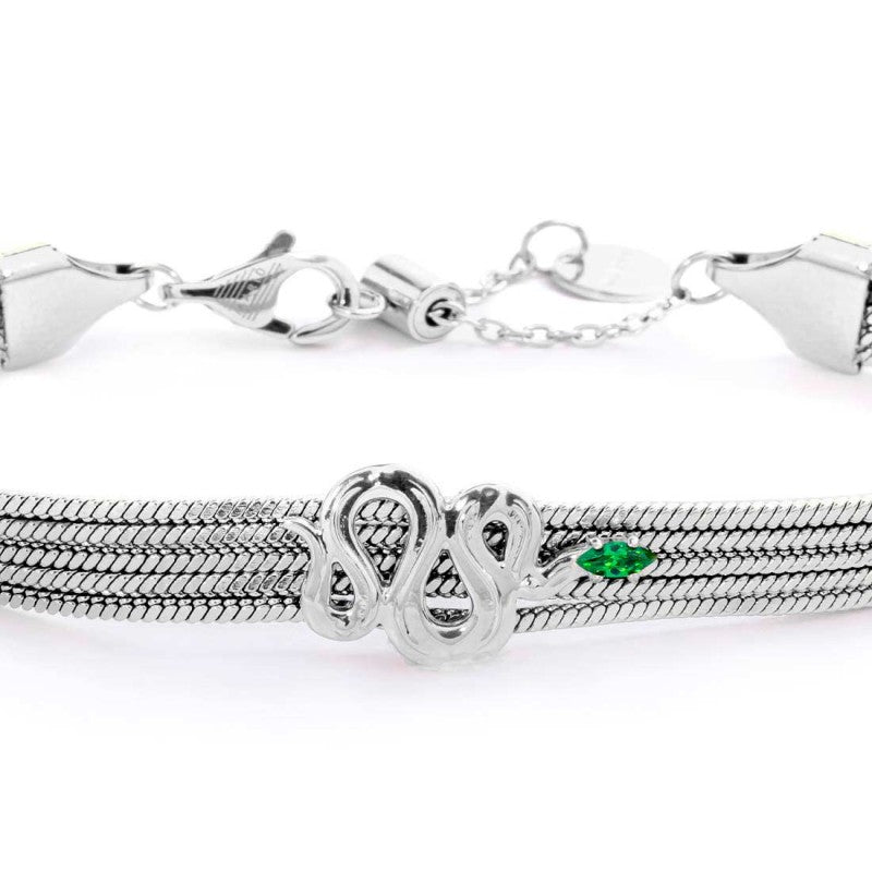 Bracciale catena multifilo con serpente e zircone