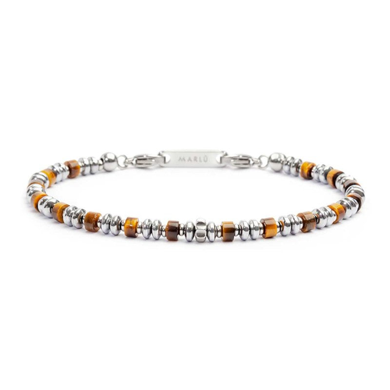 Bracciale con rondelle in pietra ed elementi in ematite