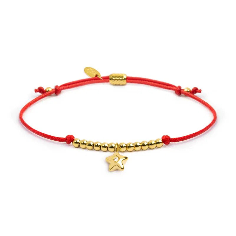 Bracciale cordino con pendente stella con zircone