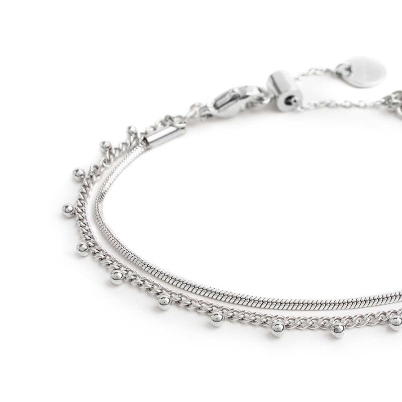 Bracciale doppia catena snake e grumetta con sfere