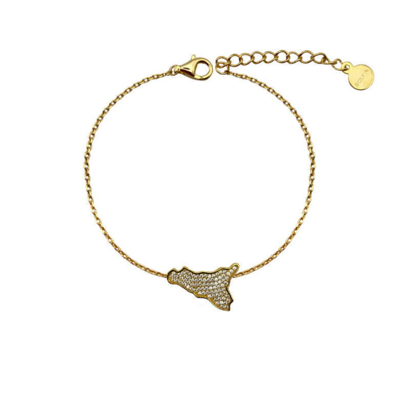 Bracciale giallo con charm Sicilia in argento 925