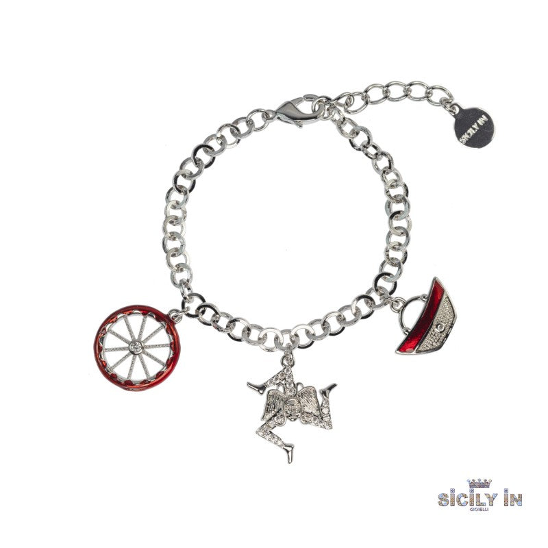 BRACCIALE IN METALLO ANALLERGICO CON 3 CHARMS