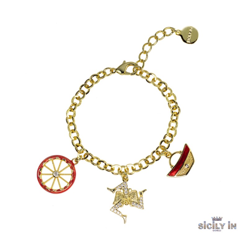 BRACCIALE IN METALLO ANALLERGICO CON 3 CHARMS
