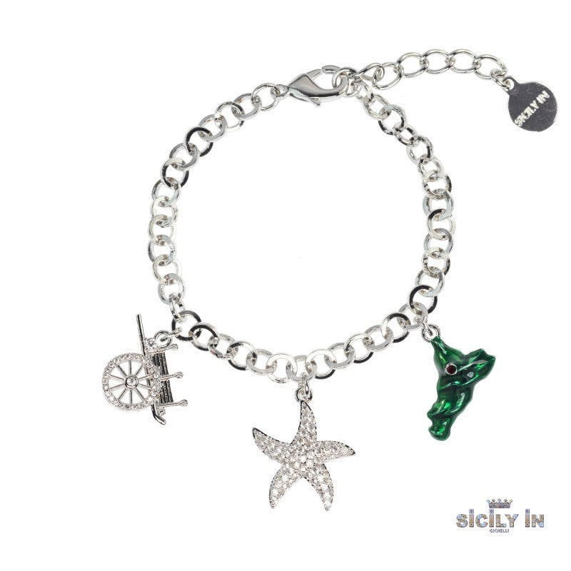 BRACCIALE IN METALLO ANALLERGICO CON 3 CHARMS