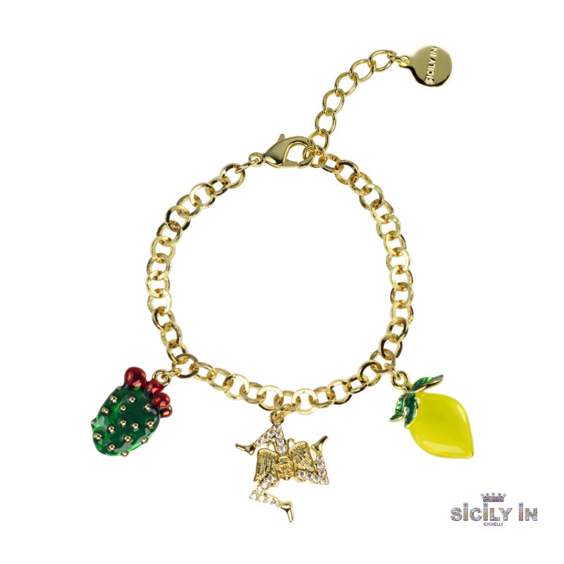 BRACCIALE IN METALLO ANALLERGICO CON 3 CHARMS