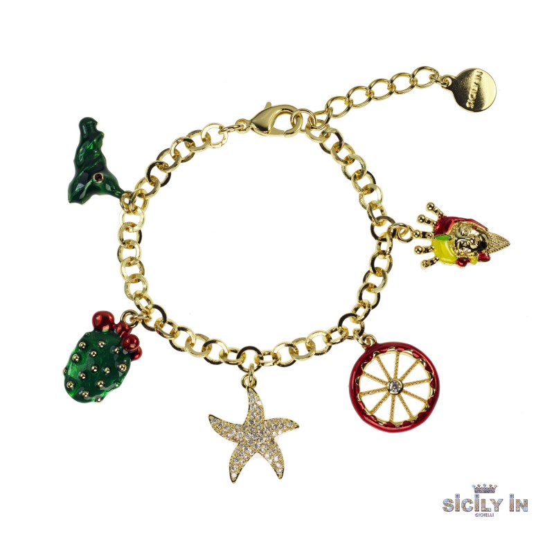 BRACCIALE IN METALLO ANALLERGICO CON 5 CHARMS