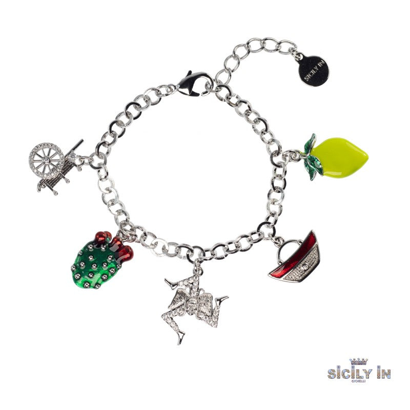 BRACCIALE IN METALLO ANALLERGICO CON 5 CHARMS