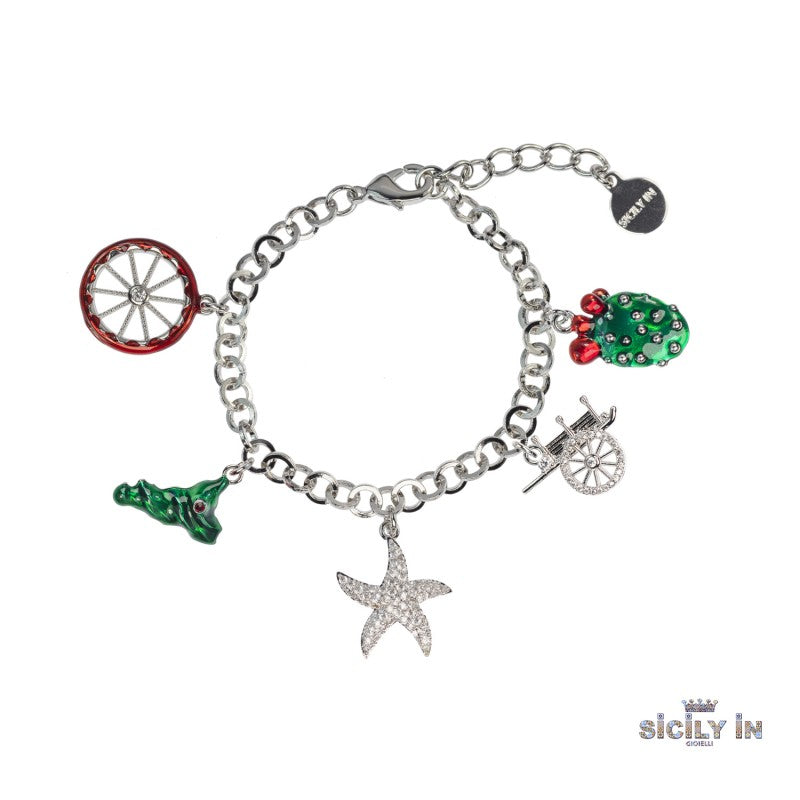 BRACCIALE IN METALLO ANALLERGICO CON 5 CHARMS