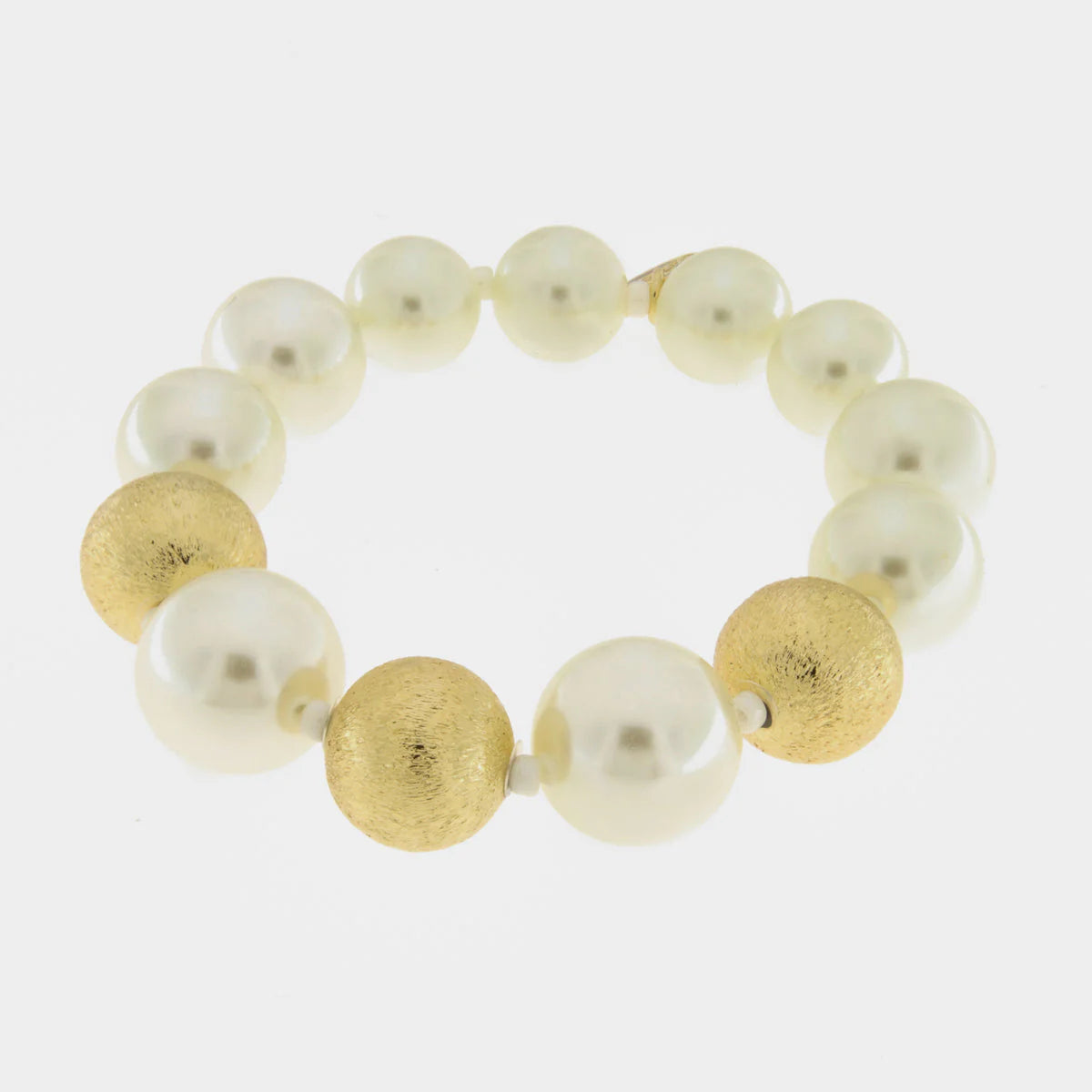 Bracciale in Metallo con perle bianche e lucide