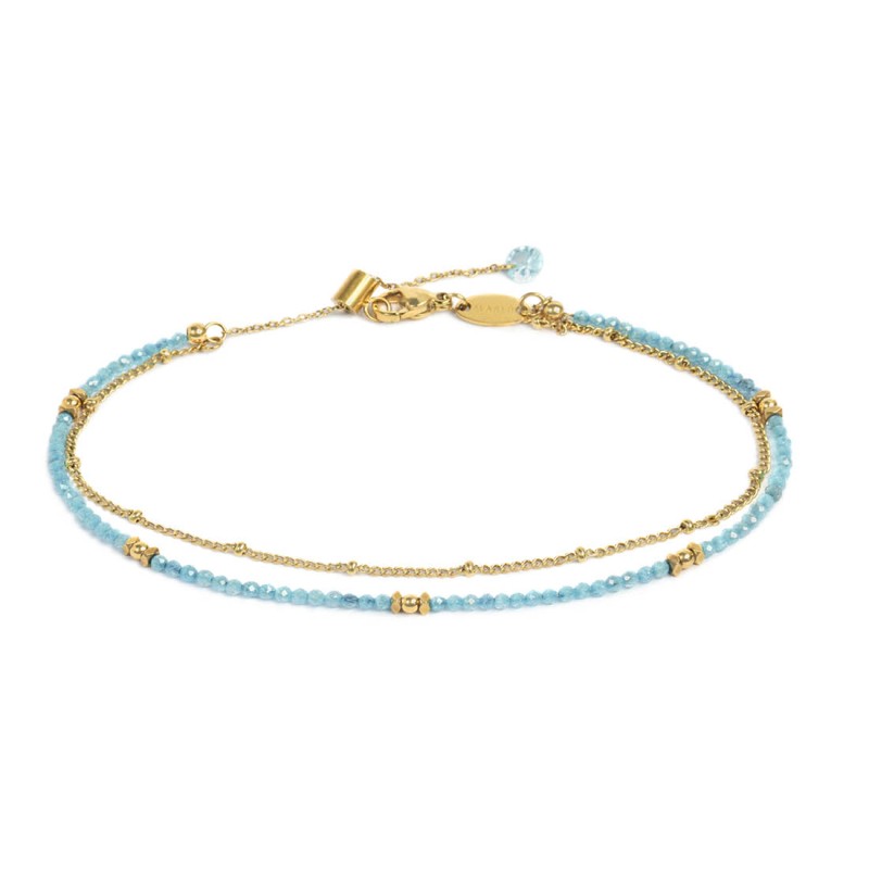 Cavigliera doppia catena con zirconi