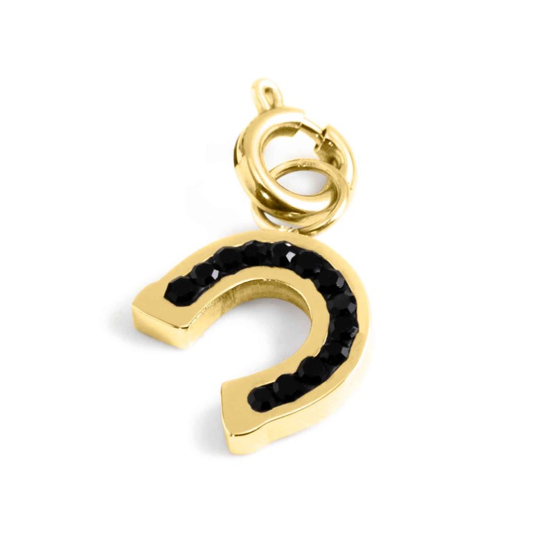 Charm ferro di cavallo con cristalli