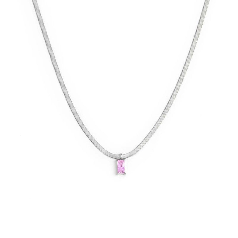 Collana catena snake con zircone baguette