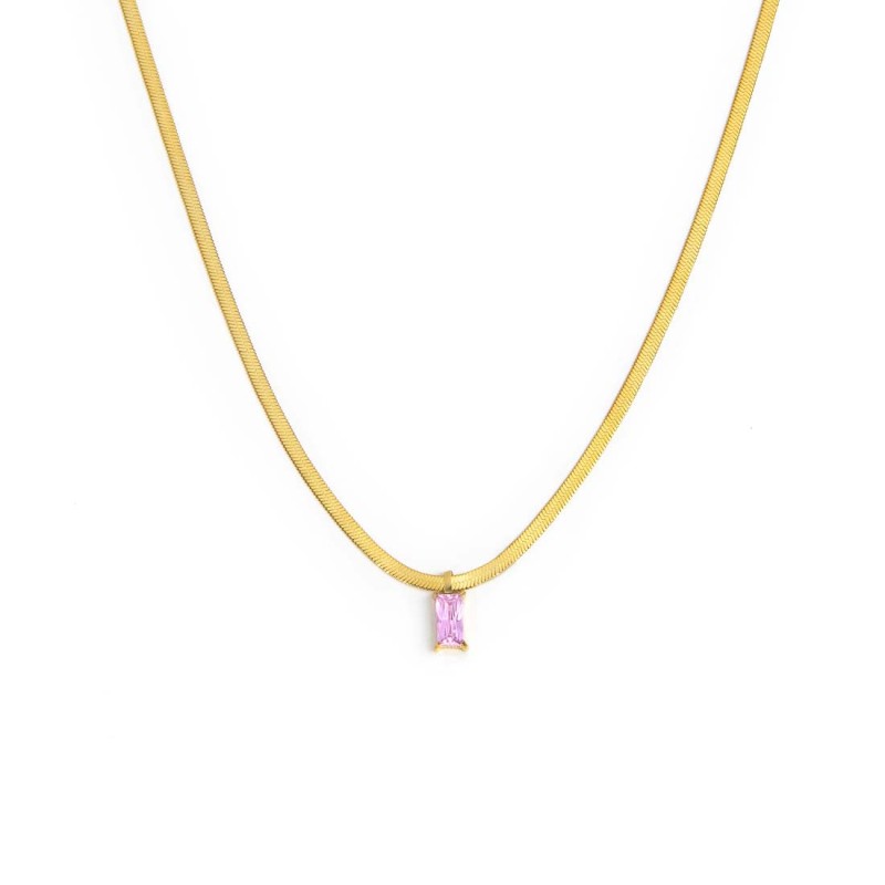 Collana catena snake con zircone baguette