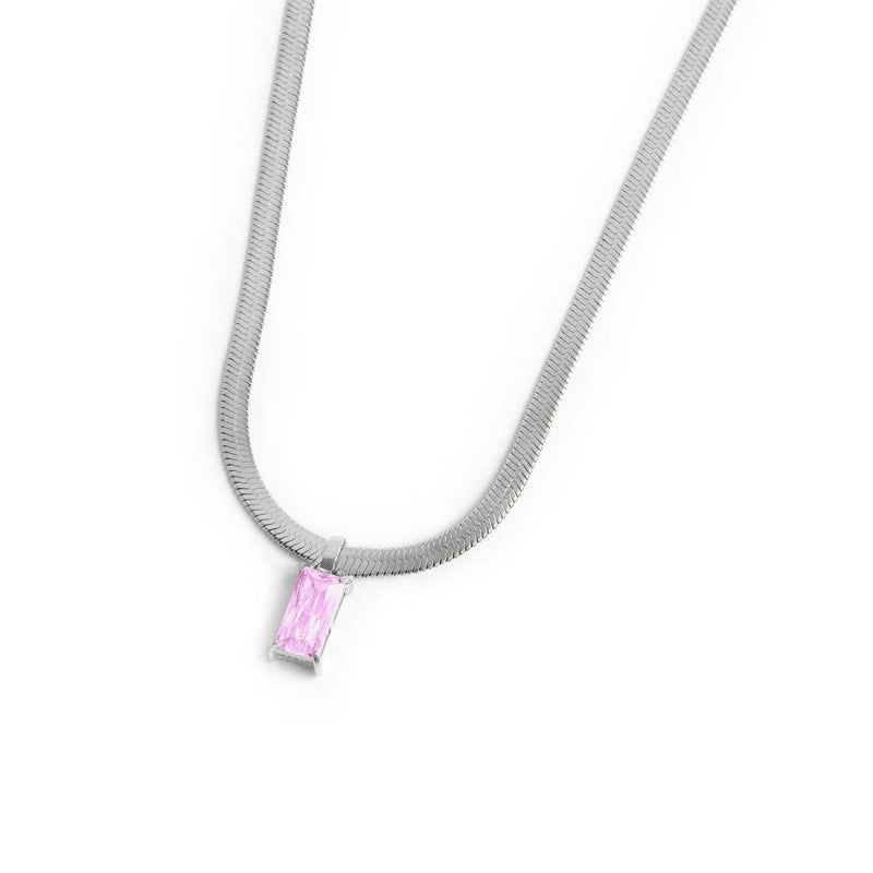 Collana catena snake con zircone baguette